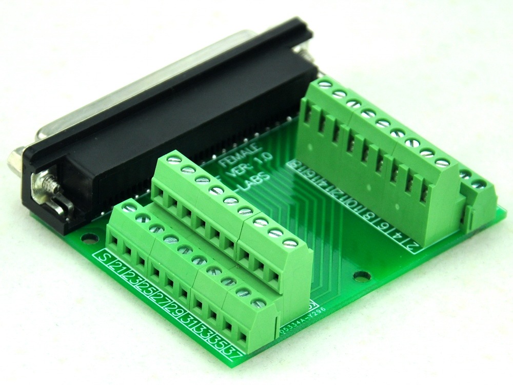 CZH-LABS Slim Right Angle D'SUB DB37 Female Header Breakout Board Module, D-SUB.