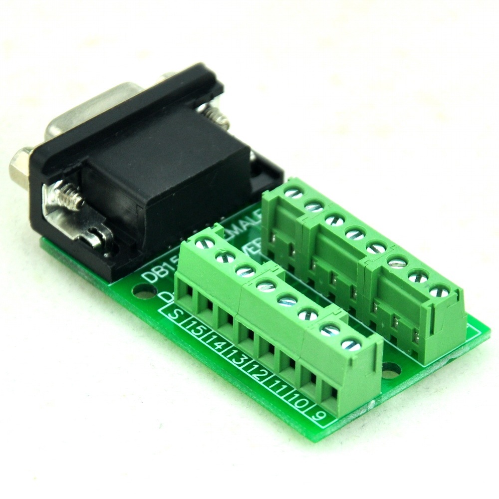 CZH-LABS Slim Right Angle D'SUB DB15HD Female Header Breakout Board Module, D-SUB.