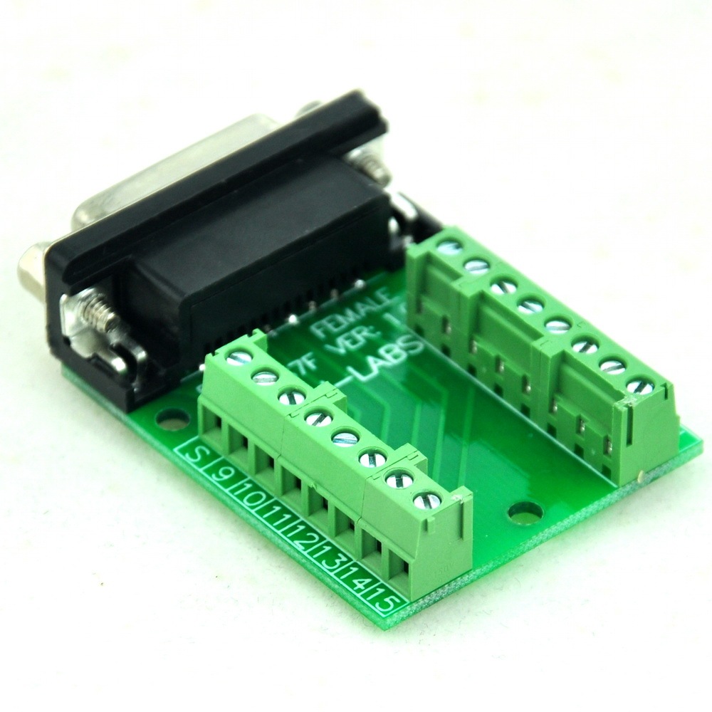CZH-LABS Slim Right Angle DSUB DB15 Female Header Breakout Board Module, D-SUB.