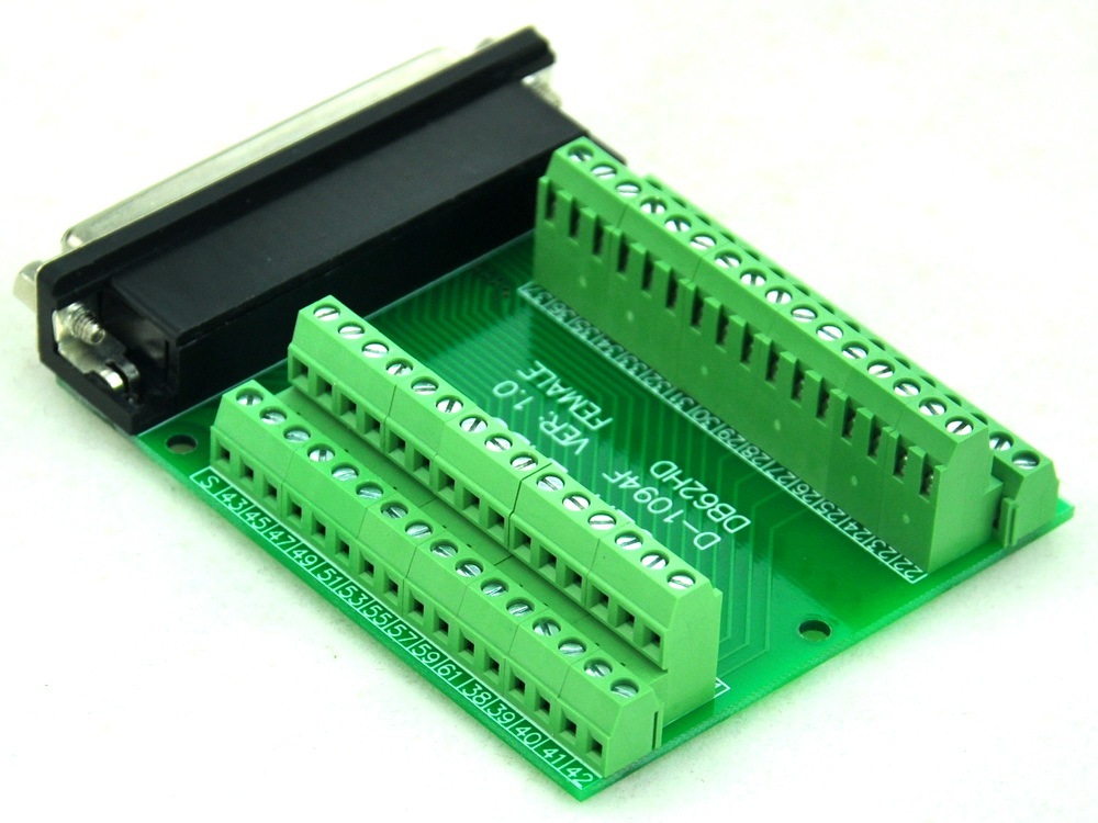 CZH-LABS Slim Right Angle D'SUB DB62HD Female Header Breakout Board Module, D-SUB.