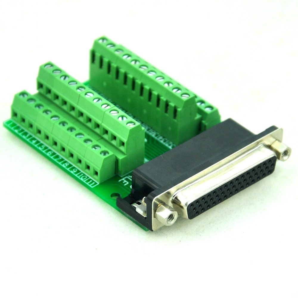 CZH-LABS Slim Right Angle D'SUB DB44HD Female Header Breakout Board Module, D-SUB.