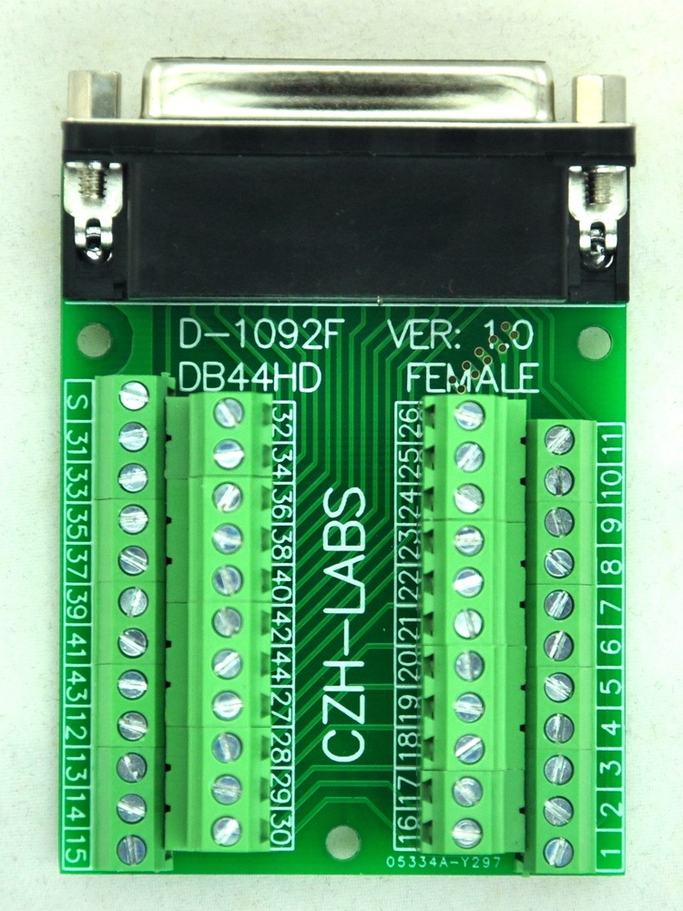 CZH-LABS Slim Right Angle D'SUB DB44HD Female Header Breakout Board Module, D-SUB.