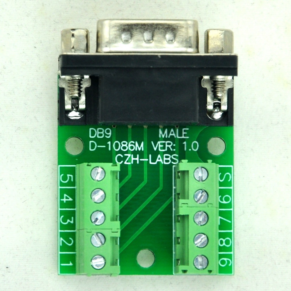 CZH-LABS Slim Right Angle D'SUB DB9 Male Header Breakout Board Module, D-SUB.