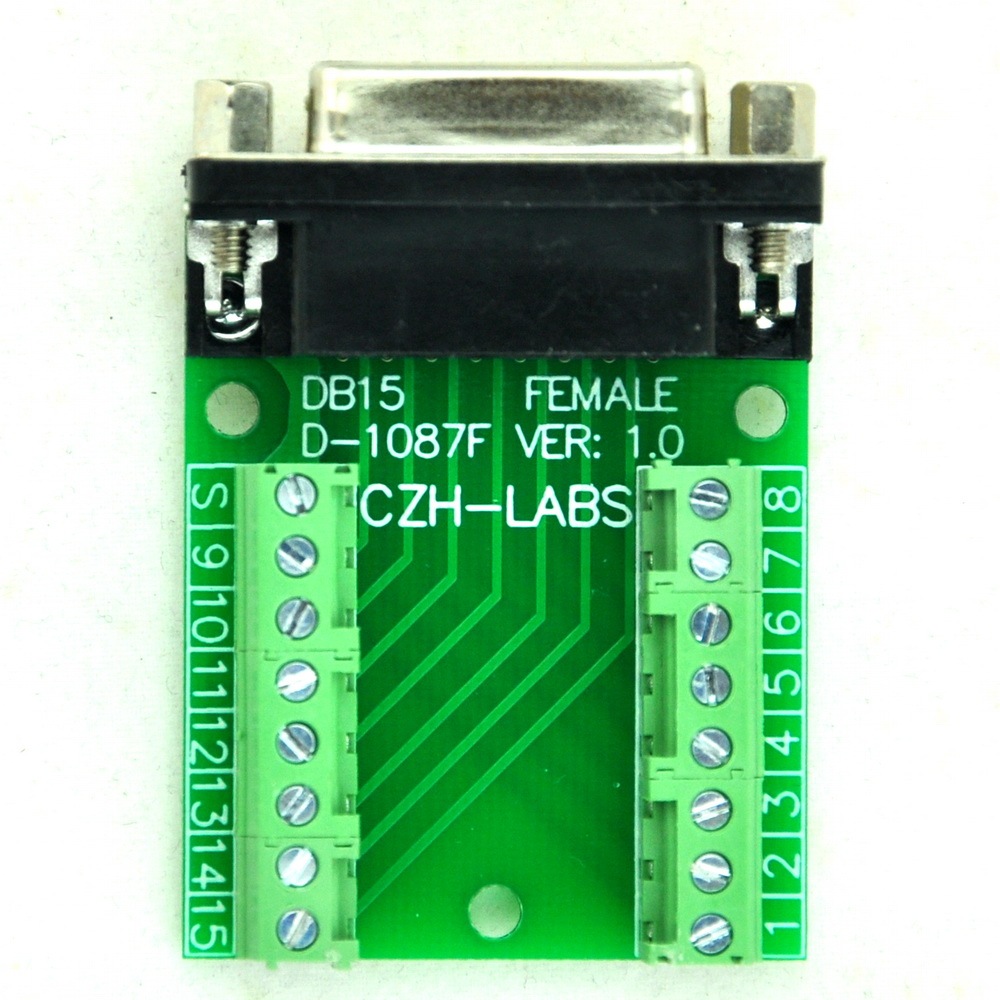 CZH-LABS Slim Right Angle DSUB DB15 Female Header Breakout Board Module, D-SUB.