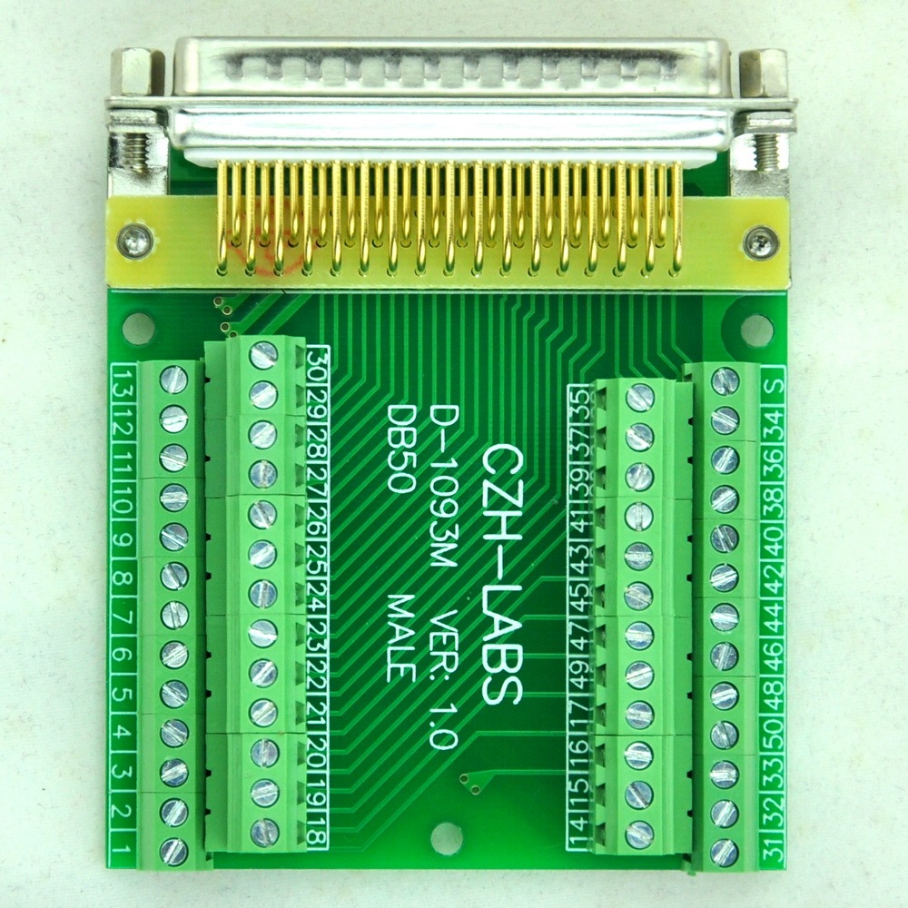 CZH-LABS Slim Right Angle D'SUB DB50 Male Header Breakout Board Module, D-SUB.