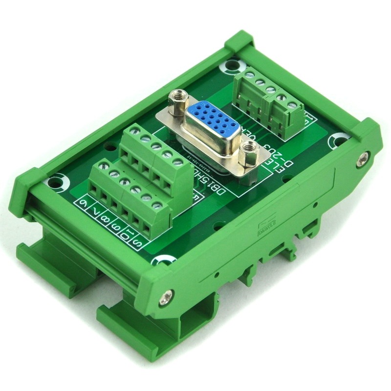 ELECTRONICS-SALON DIN Rail Mount D-SUB DB15HD Female Header Interface Module, DSUB Breakout Board.