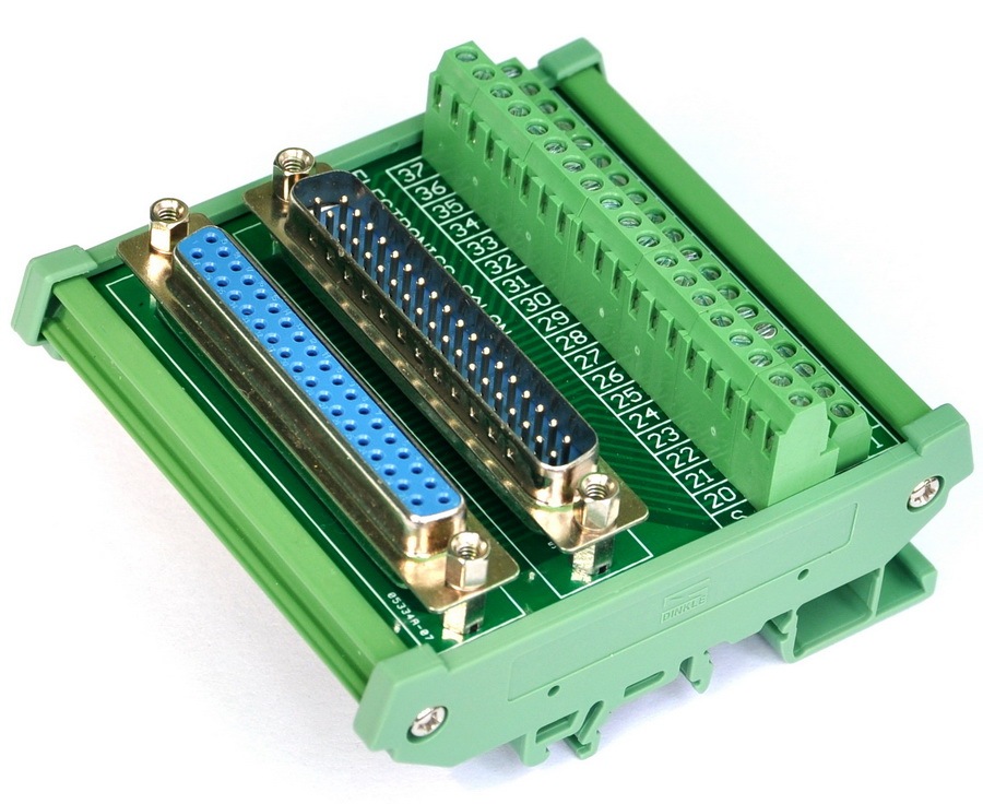 ELECTRONICS-SALON DIN Rail Mount D-SUB DB37 Male/Female Header Interface Module, DSUB Breakout Board.
