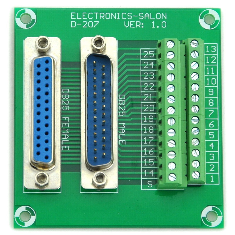 ELECTRONICS-SALON D-SUB DB25 Male/Female Header Breakout Board, DSUB.