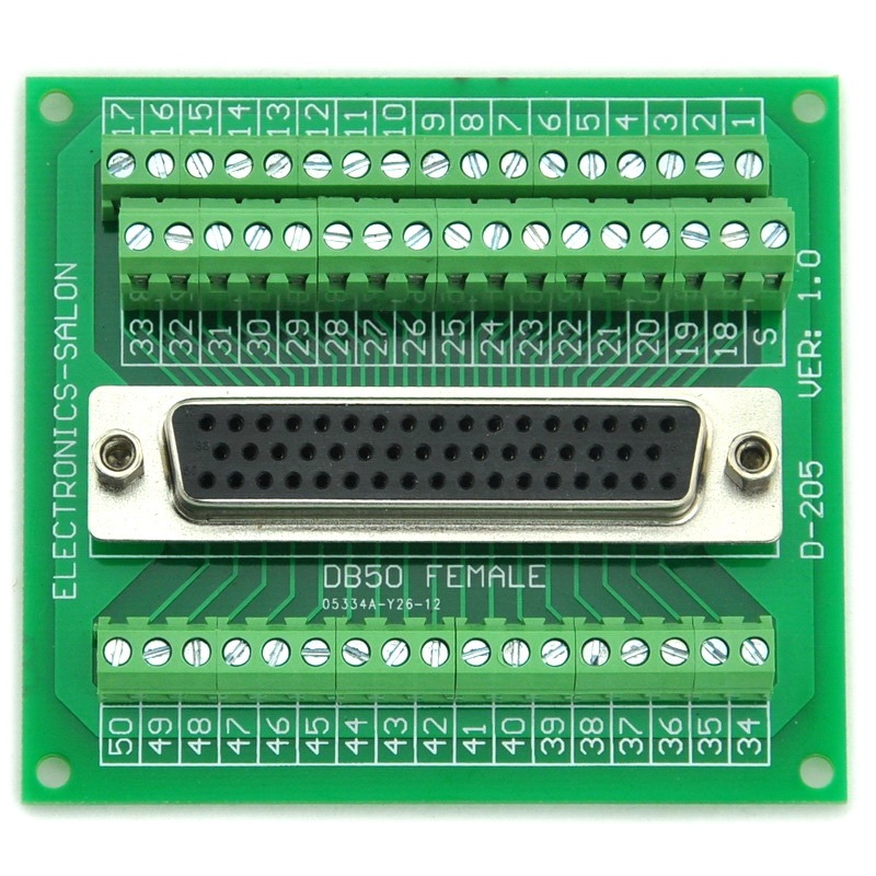 ELECTRONICS-SALON D-SUB DB50 Female Header Breakout Board, DSUB.