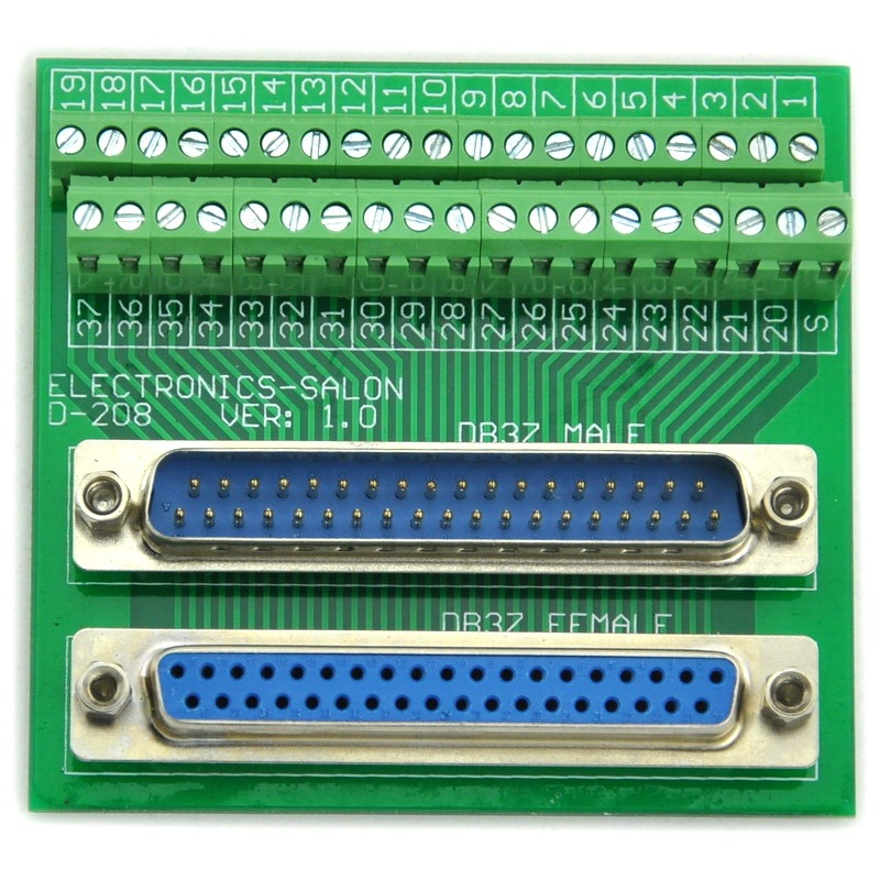 ELECTRONICS-SALON D-SUB DB37 Male/Female Header Breakout Board, DSUB.