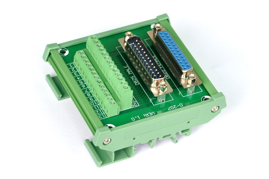 ELECTRONICS-SALON DIN Rail Mount D-SUB DB25 Male/Female Header Interface Module, DSUB Breakout Board.