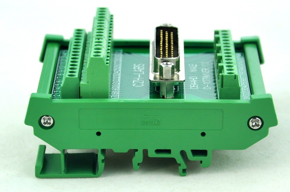 CZH-LABS DIN Rail Mount D-SUB DB44HD Male Header Interface Module, DSUB Breakout Board.
