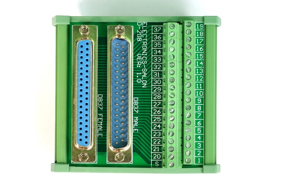 ELECTRONICS-SALON DIN Rail Mount D-SUB DB37 Male/Female Header Interface Module, DSUB Breakout Board.