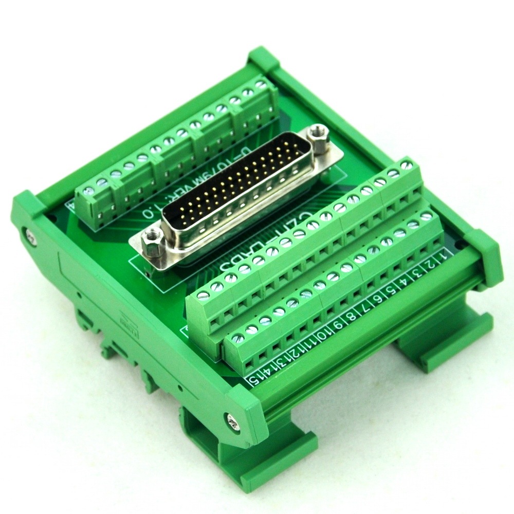 CZH-LABS DIN Rail Mount D-SUB DB44HD Male Header Interface Module, DSUB Breakout Board.
