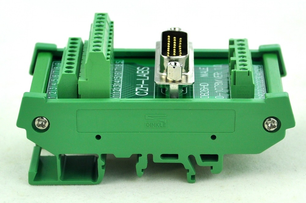 CZH-LABS DIN Rail Mount D-SUB DB26HD Male Header Interface Module, DSUB Breakout Board.