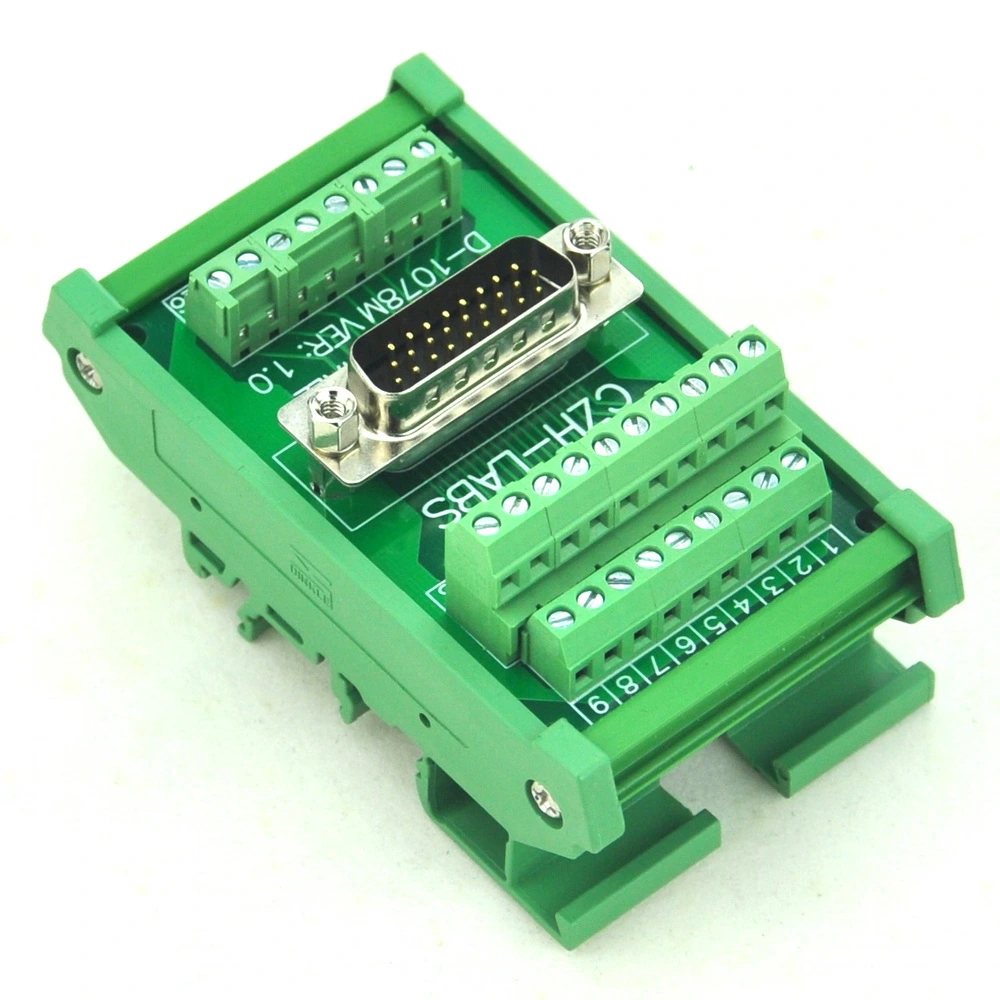 CZH-LABS DIN Rail Mount D-SUB DB26HD Male Header Interface Module, DSUB ...