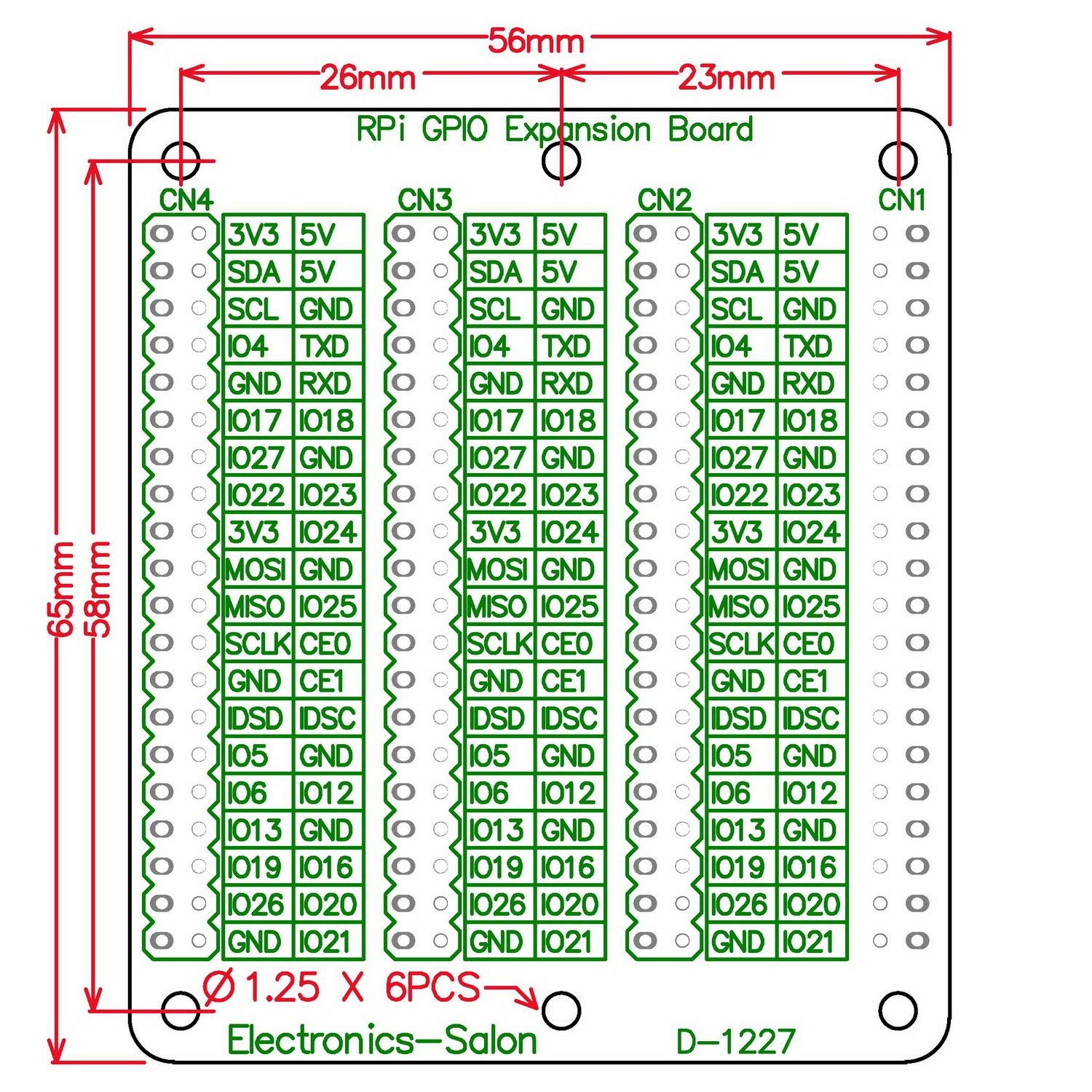 Sc1227 Raspberry Pi ELECTRONICS-SALON RPi GPIO Expansion Extension Module Board, for ...