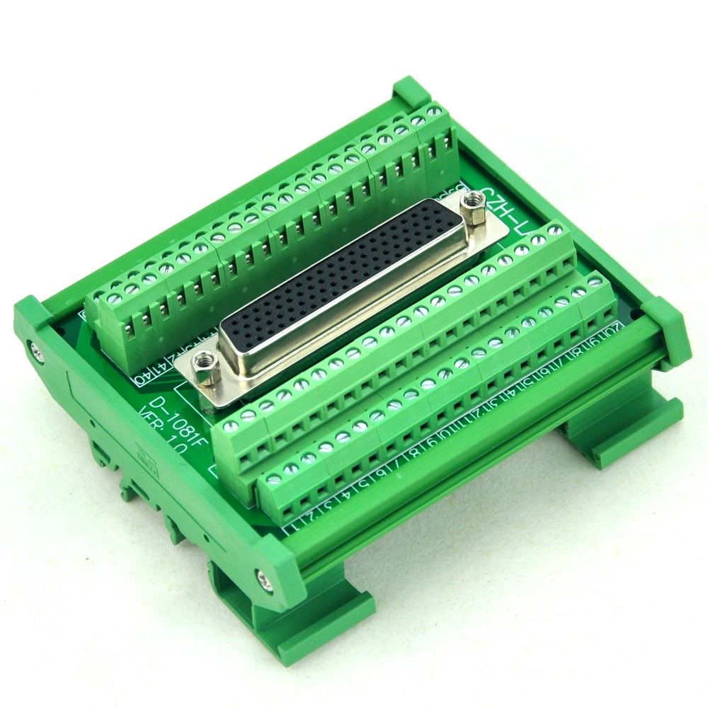 CZH-LABS DIN Rail Mount D-SUB DB78HD Female Header Interface Module, DSUB Breakout Board.