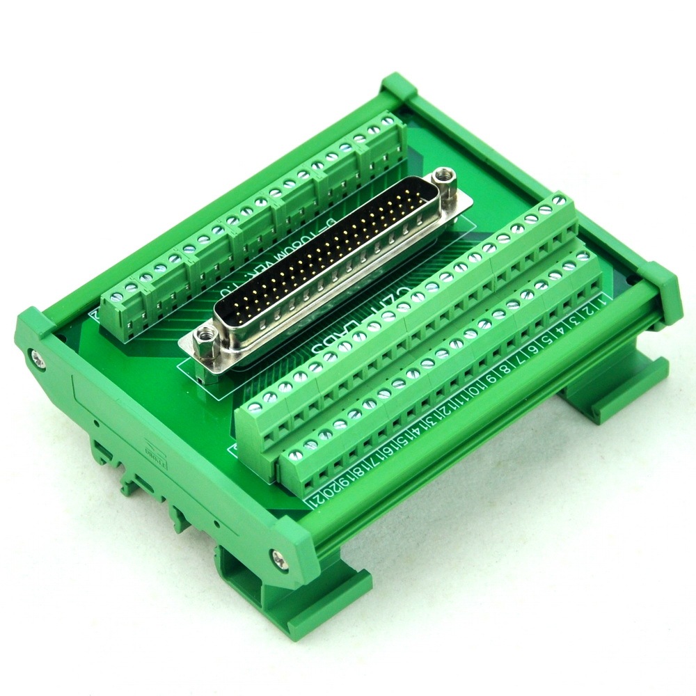 CZH-LABS DIN Rail Mount D-SUB DB62HD Male Header Interface Module, DSUB Breakout Board.