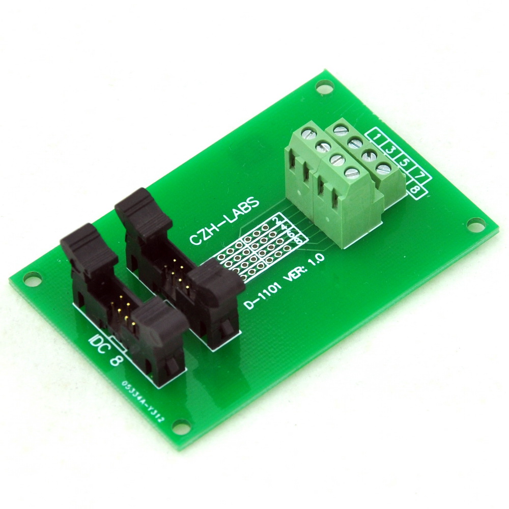 CZH-LABS Dual IDC-8 Pitch 2.0mm Male Header Terminal Block Breakout ...
