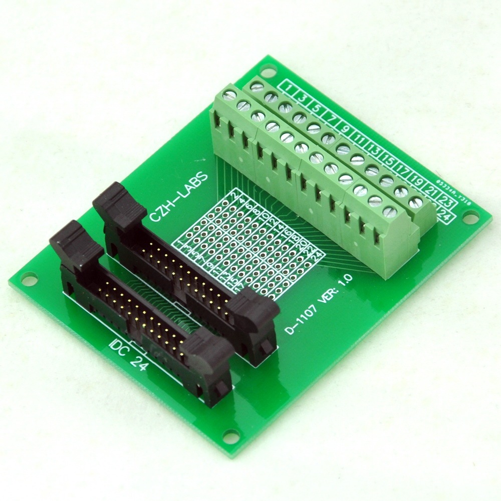 CZH-LABS Dual IDC-24 Pitch 2.0mm Male Header Terminal Block Breakout Board.