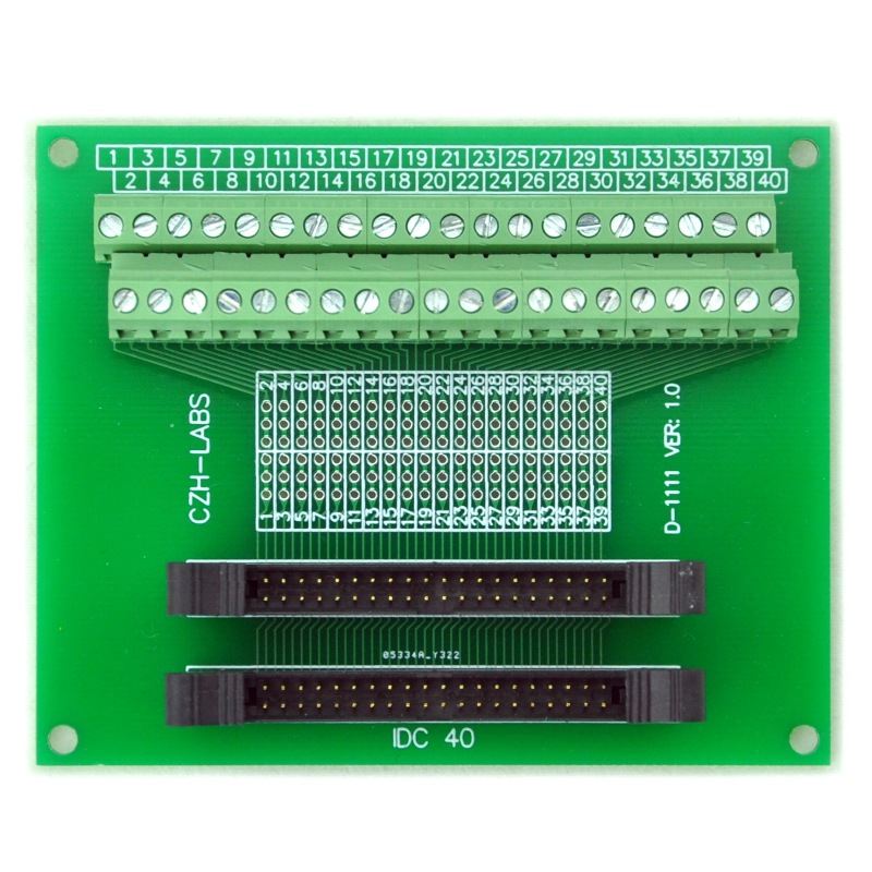 CZH-LABS Dual IDC-40 Pitch 2.0mm Male Header Terminal Block Breakout Board.