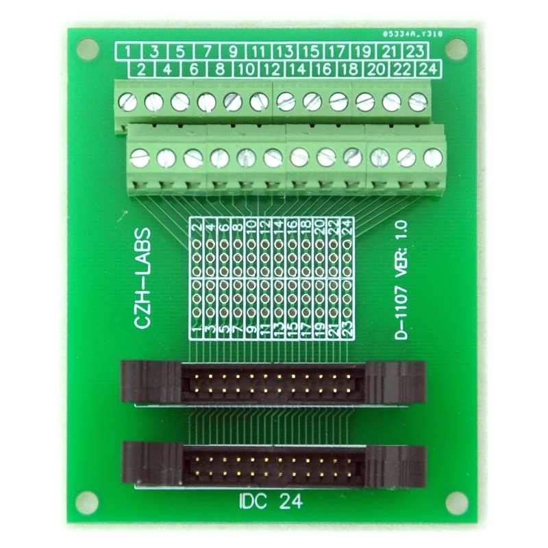 CZH-LABS Dual IDC-24 Pitch 2.0mm Male Header Terminal Block Breakout Board.