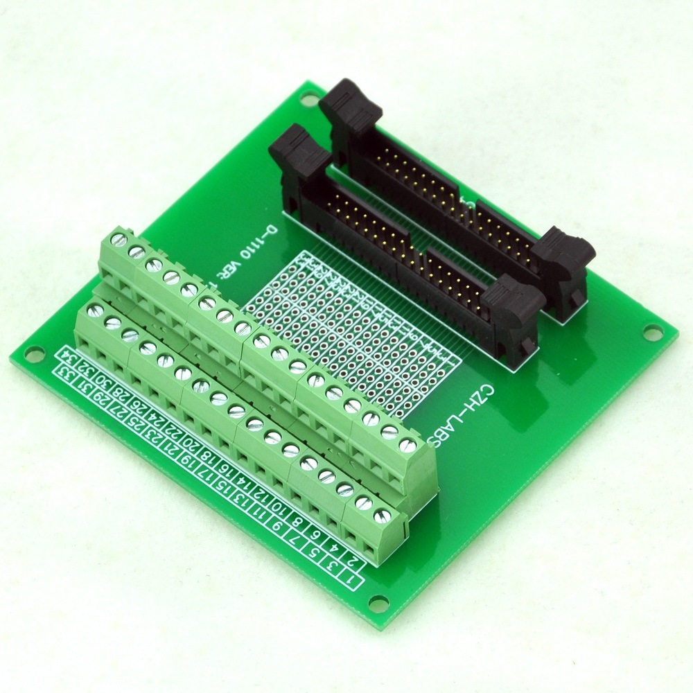 CZH-LABS Dual IDC-34 Pitch 2.0mm Male Header Terminal Block Breakout Board.