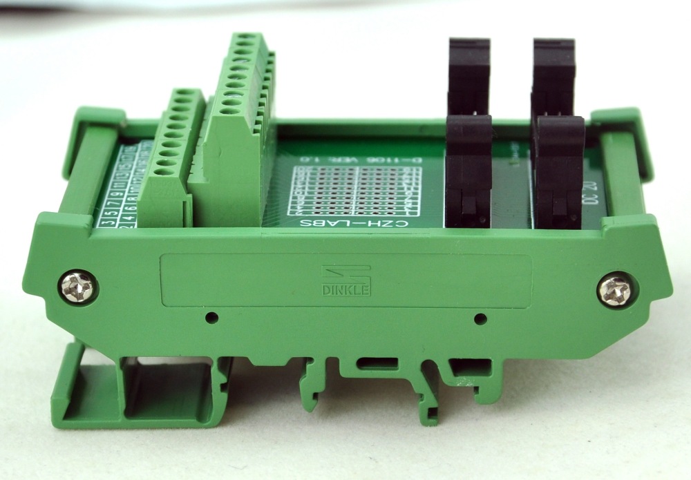 CZH-LABS DIN Rail Mount Dual IDC-12 Pitch 2.0mm Male Header Interface Module, Breakout Board.