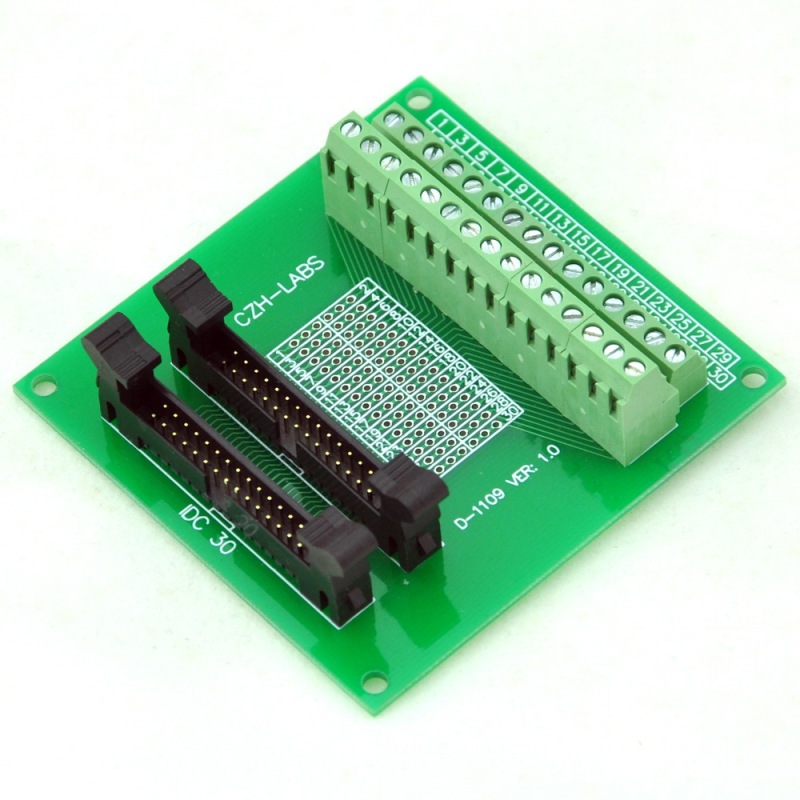 CZH-LABS Dual IDC-30 Pitch 2.0mm Male Header Terminal Block Breakout Board.