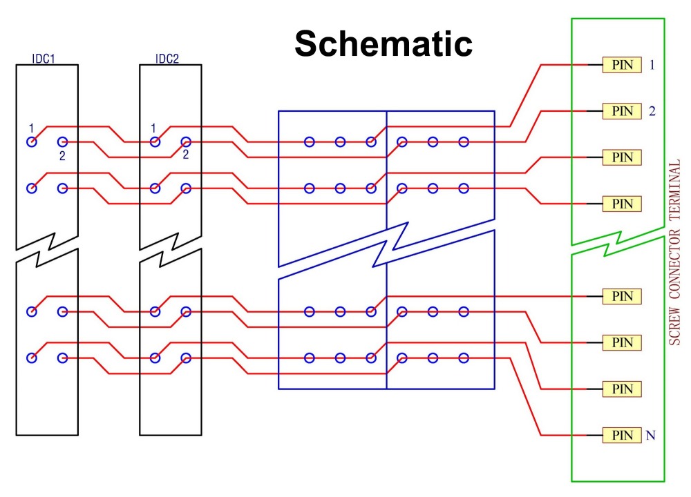 CZH-LABS DIN Rail Mount Dual IDC-12 Pitch 2.0mm Male Header Interface Module, Breakout Board.