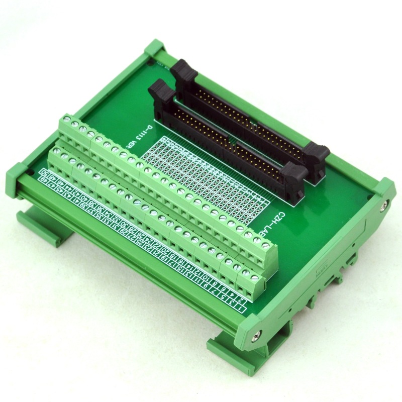 CZH-LABS DIN Rail Mount Dual IDC-50 Pitch 2.0mm Male Header Interface Module, Breakout Board.