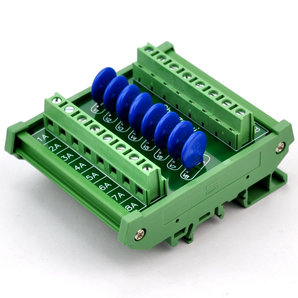 Chunzehui 8 Channels Individual DIN Rail Mount 30V SIOV Metal Oxide Varistor Interface Module, Surge Suppressor Protection SPD Board.