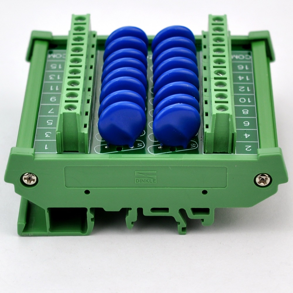 Chunzehui 16 Channels Common DIN Rail Mount 150V SIOV Metal Oxide Varistor Interface Module, Surge Suppressor Protection SPD Board.