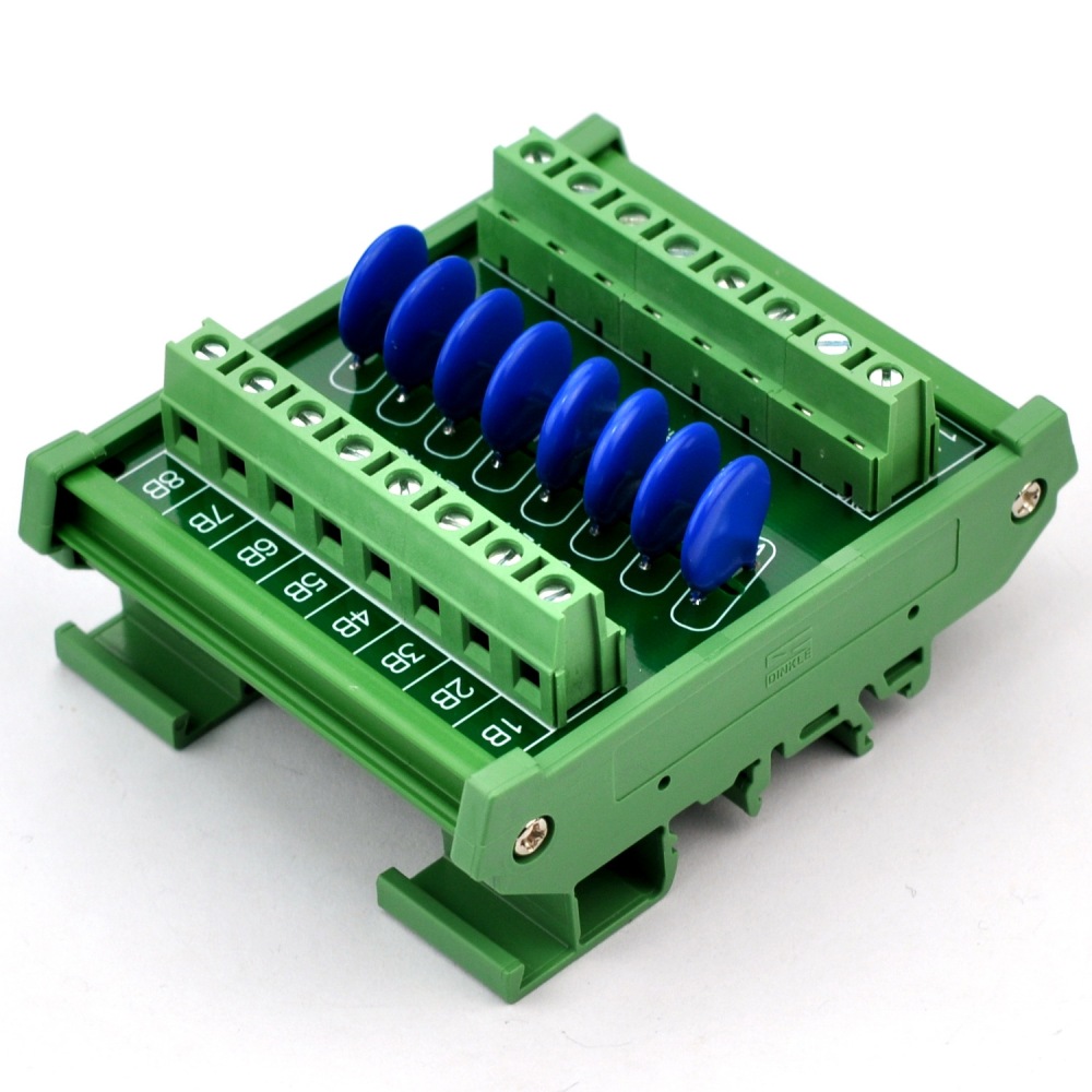 Chunzehui 8 Channels Individual DIN Rail Mount 150V SIOV Metal Oxide Varistor Interface Module, Surge Suppressor Protection SPD Board.