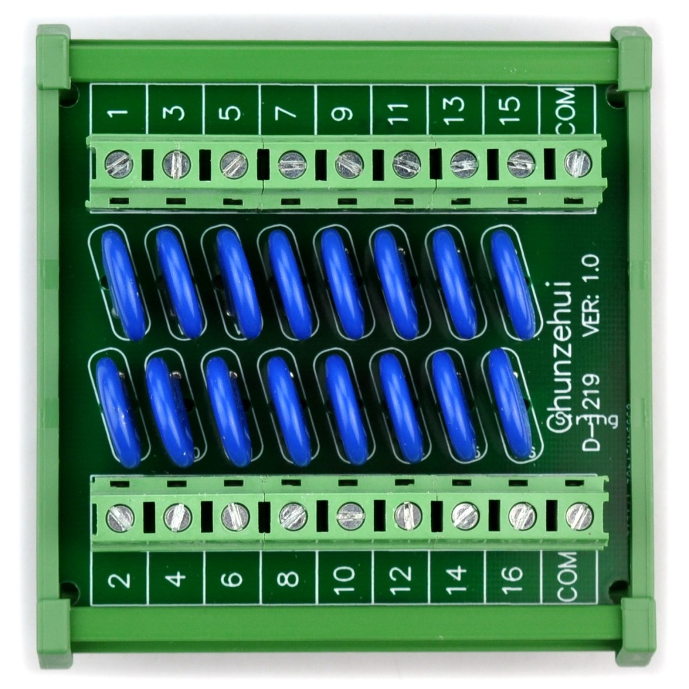 Chunzehui 16 Channels Common DIN Rail Mount 150V SIOV Metal Oxide Varistor Interface Module, Surge Suppressor Protection SPD Board.