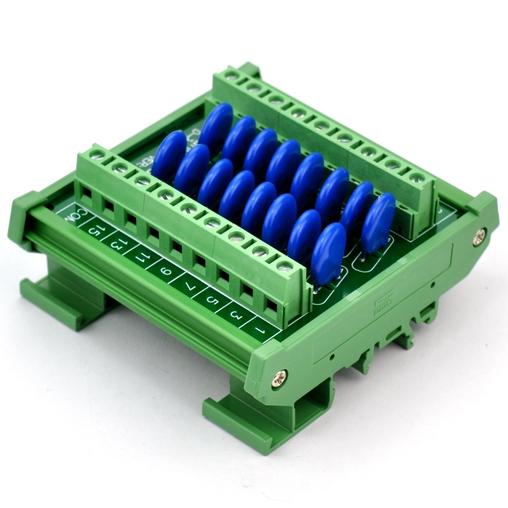 Chunzehui 16 Channels Common DIN Rail Mount 275V SIOV Metal Oxide Varistor Interface Module, Surge Suppressor Protection SPD Board.