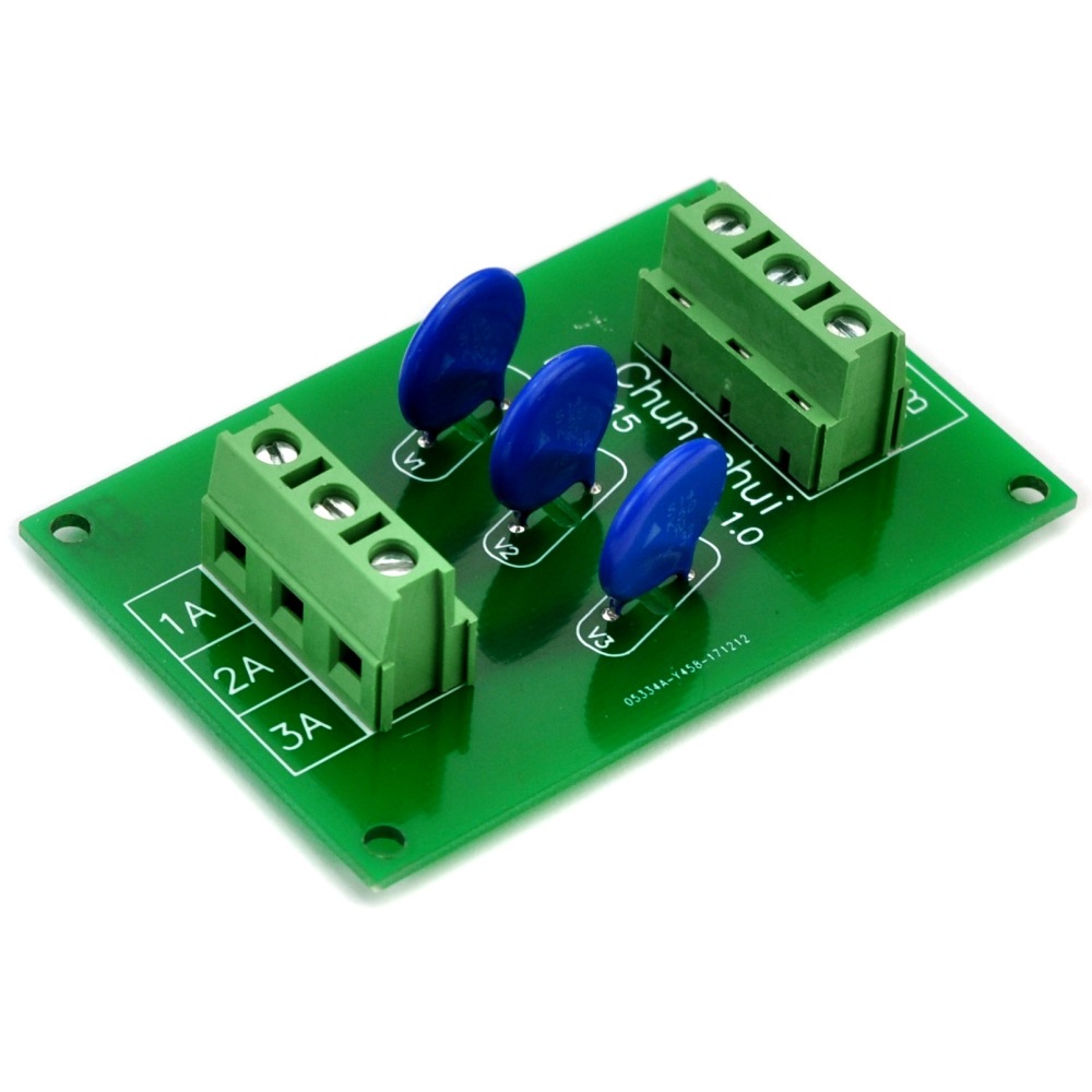Chunzehui 3 Channels Individual 30V SIOV Metal Oxide Varistor Interface Module, Surge Suppressor Protection SPD Board.