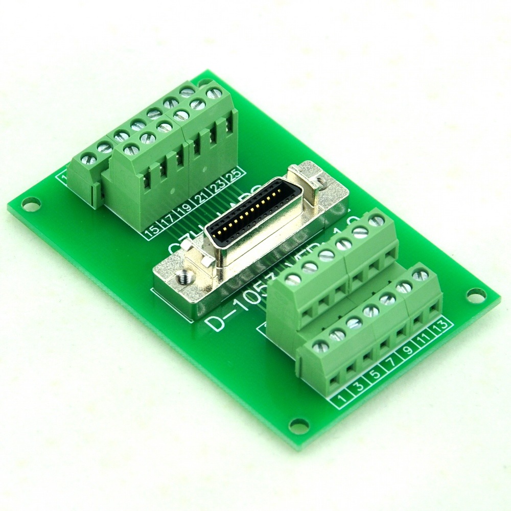 CZH-LABS 26-pin 0.05" Mini D Ribbon/MDR Female Breakout Board, SCSI, Terminal Module.