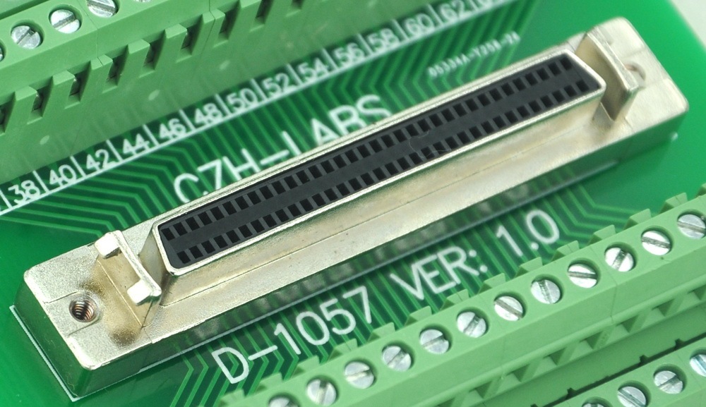 CZH-LABS DIN Rail Mount 68-pin Half-Pitch/0.05" D-SUB Female Interface Module, DSUB, SCSI.