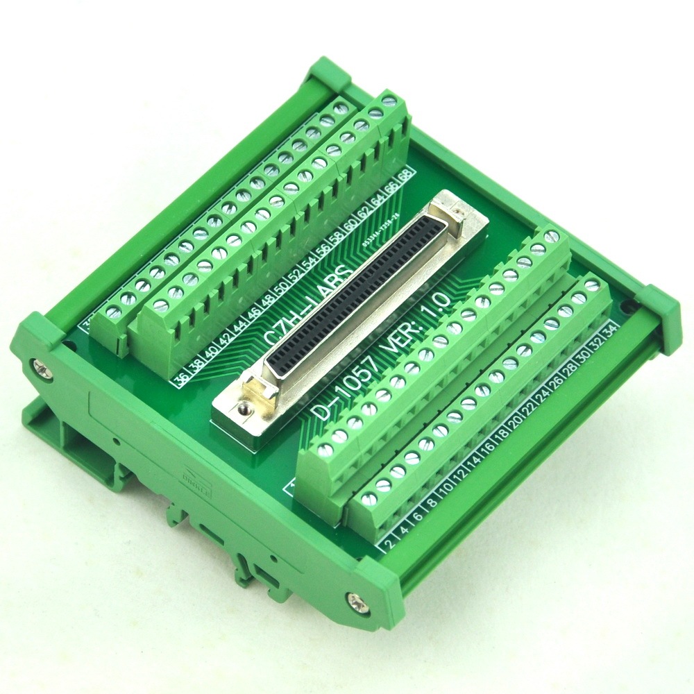 CZH-LABS DIN Rail Mount 68-pin Half-Pitch/0.05" D-SUB Female Interface Module, DSUB, SCSI.