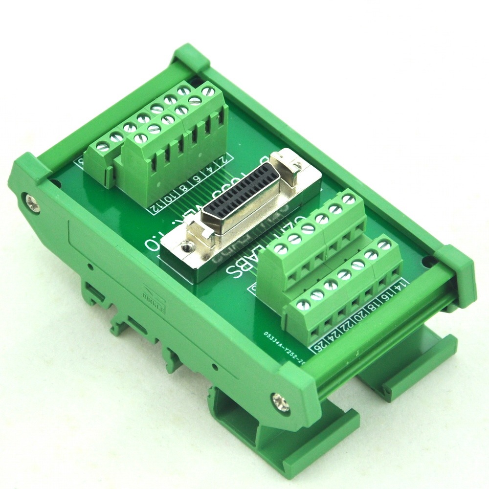 CZH-LABS DIN Rail Mount 26-pin Half-Pitch/0.05" D-SUB Female Interface Module, DSUB, SCSI.