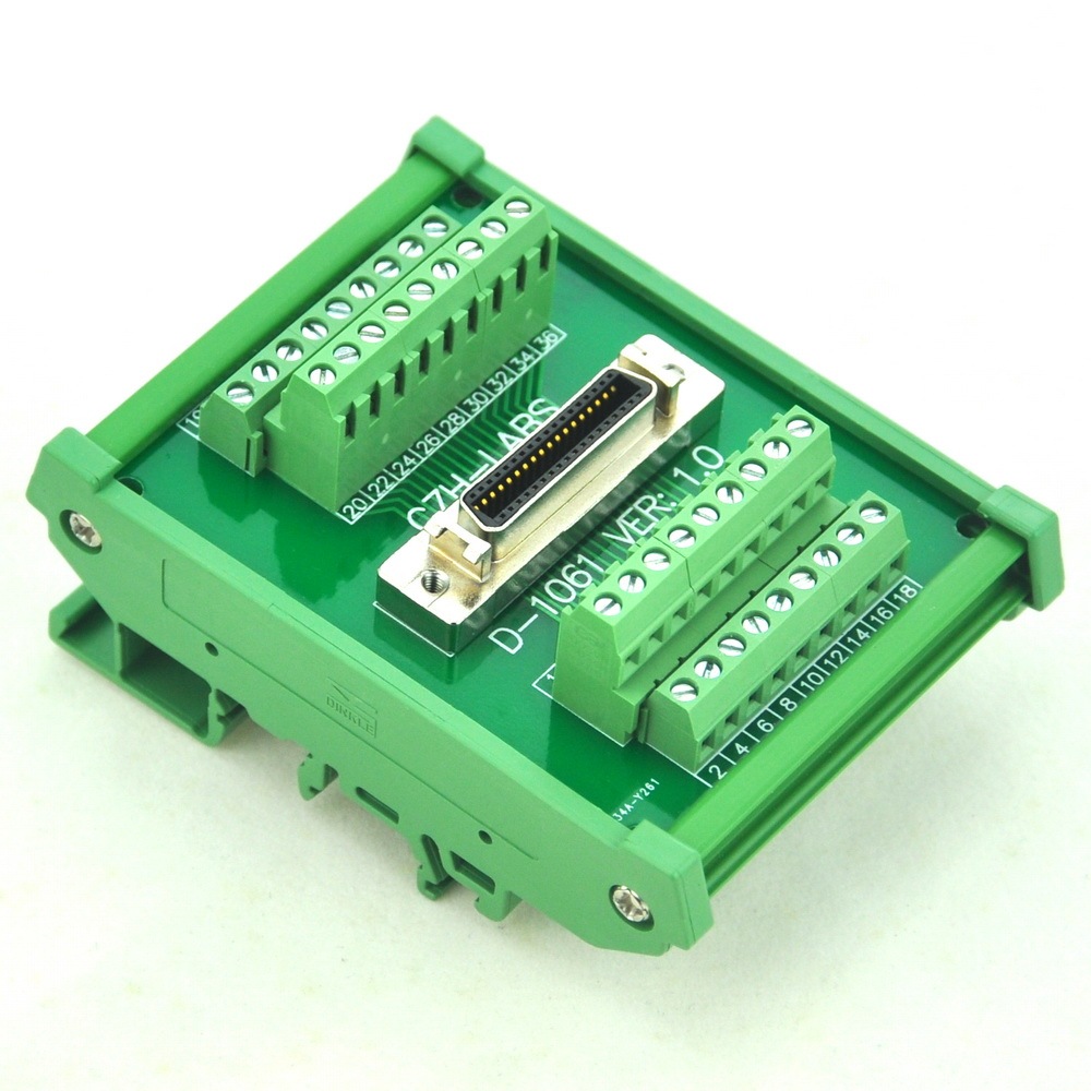 CZH-LABS DIN Rail Mount 36-pin 0.05" Mini D Ribbon/MDR Female Interface Module, SCSI.