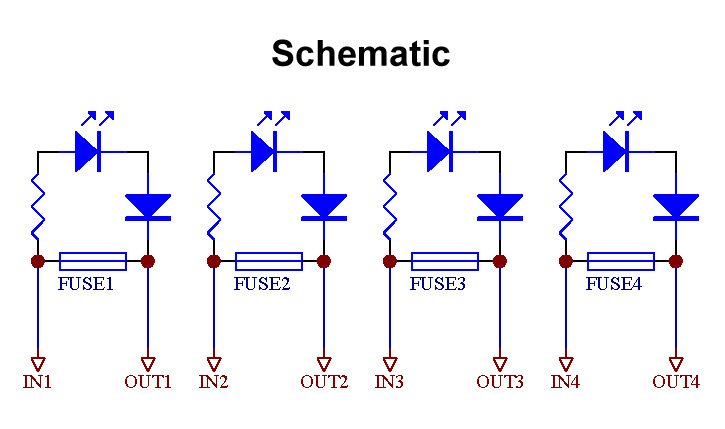 Electronics-Salon 100~250VAC 4 Channel Fuse Board, with Fuse Fail Indication.