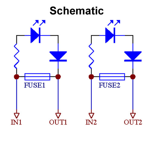 ELECTRONICS-SALON 100~250VAC 2 Channel Fuse Board, with Fuse Fail Indication.