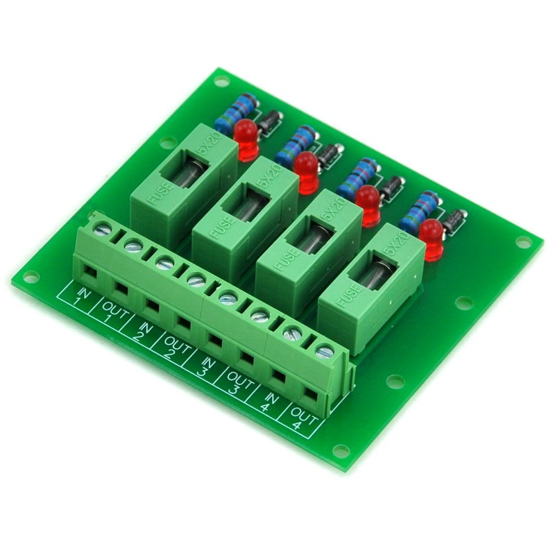 Electronics-Salon 100~250VAC 4 Channel Fuse Board, with Fuse Fail Indication.