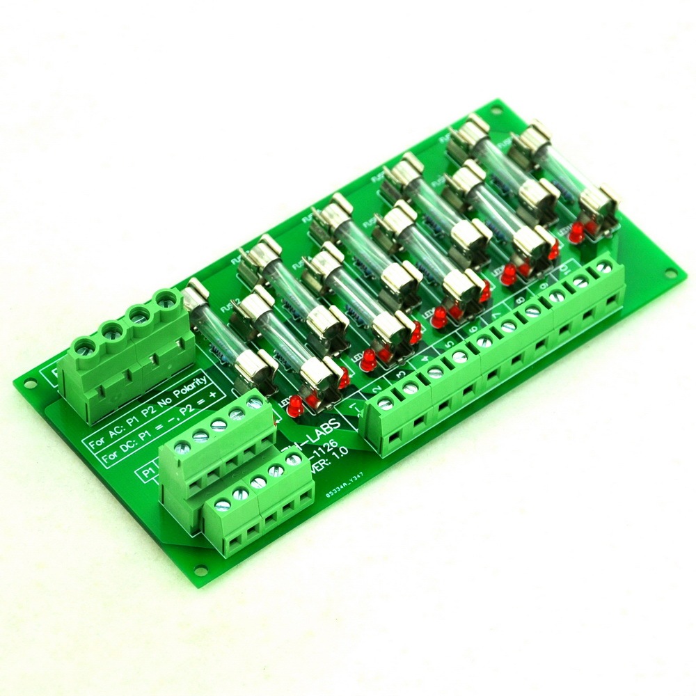 CZH-LABS 80~140VAC Panel Mount 10 Position Power Distribution Fuse Module Board.