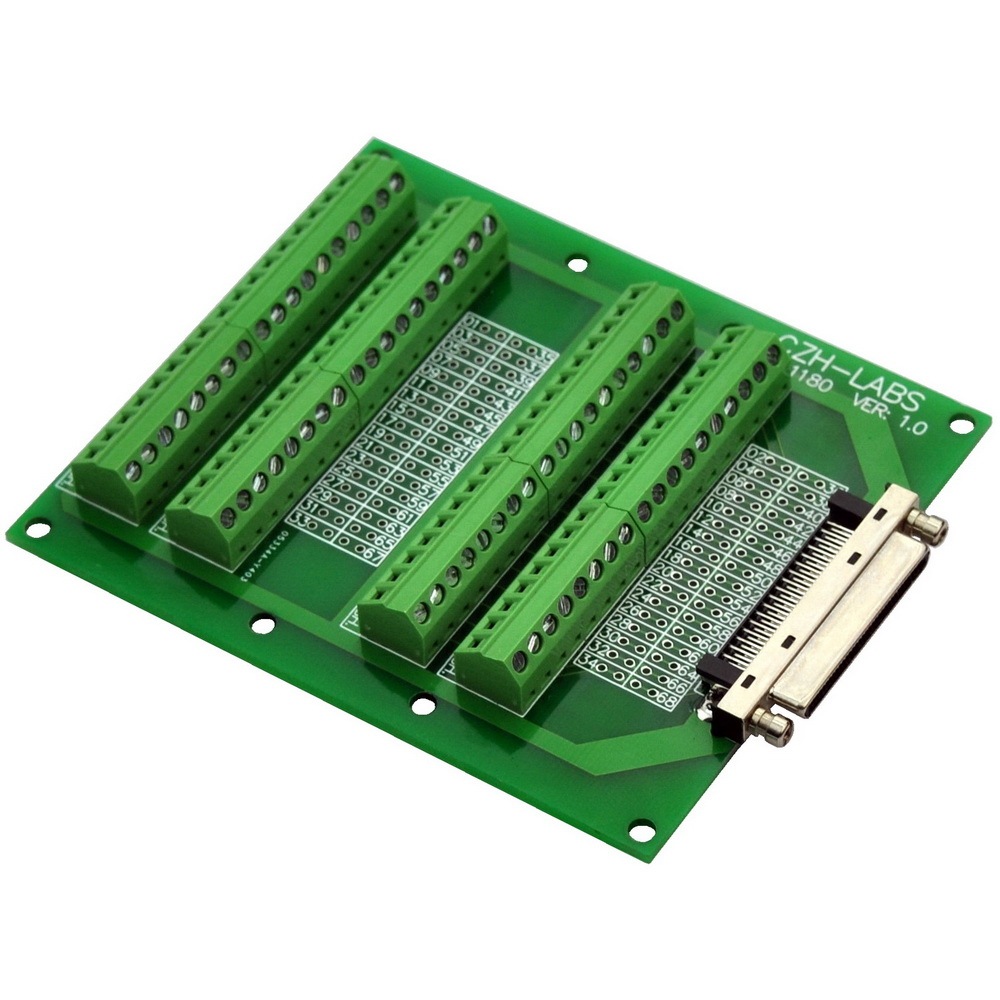 CZH-LABS 68-Pin VHDCI DSUB SCSI-5 Screw Terminal Block Breakout Board.