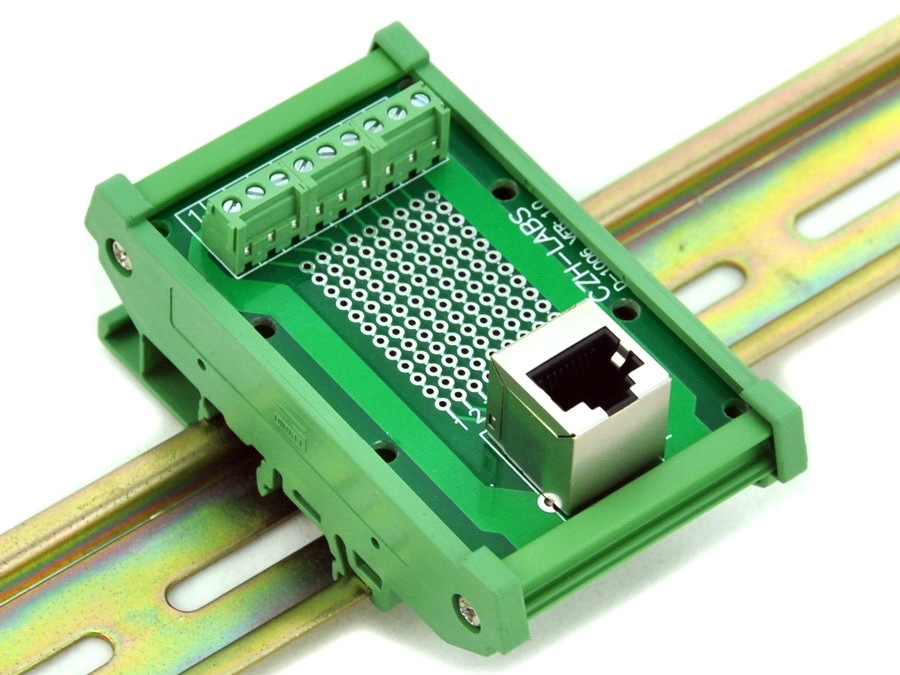 CZH-LABS RJ45 8P8C DIN Rail Mount Interface Module, Vertical Jack.