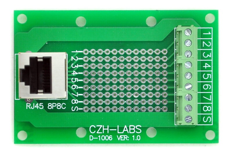CZH-LABS RJ45 8P8C DIN Rail Mount Interface Module, Vertical Jack.